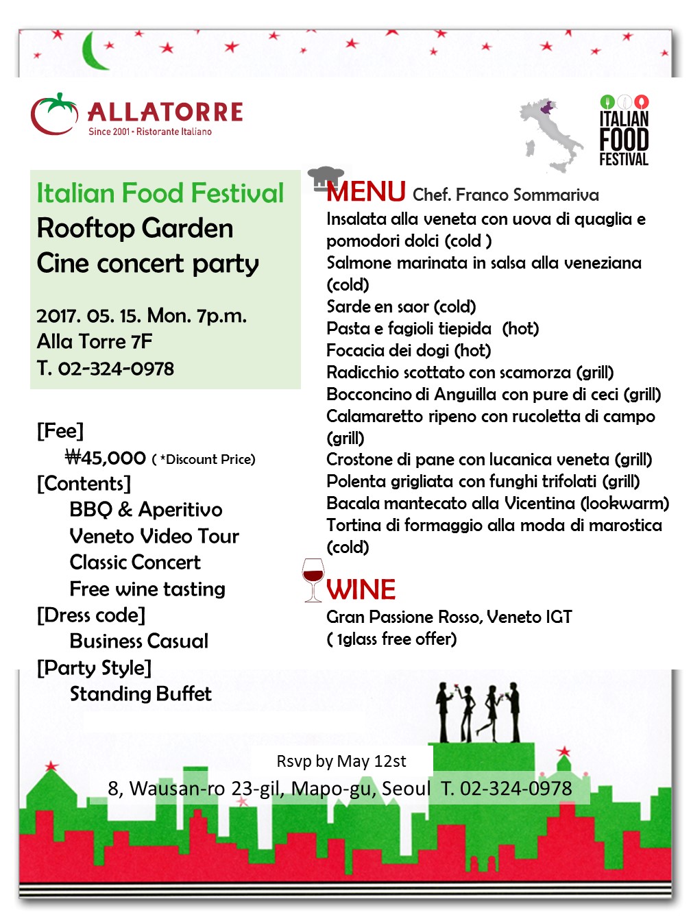 Allatorre - Italian Food Festival Rooftop Garden Cine concert party