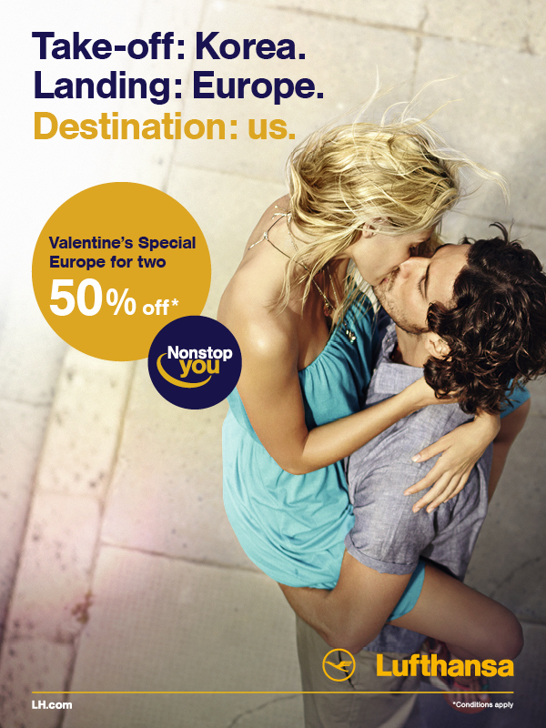 Lufthansa - Valentine's Special, Two to fly with 50% savings!